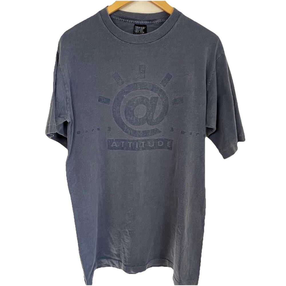 VTG 90s EPIC Surf & Skate Designs T-shirt Blue Acid Wash Grunge RARE Men’s Sz M